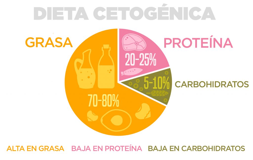 Reparto de nutrientes en una dieta cetogénica.